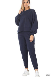 Balloon Sleeve Sweatshirt & Sweatpants Set