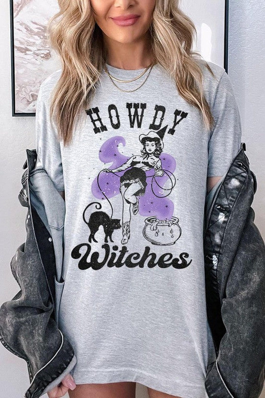 No brand Shirts & Tops ATHLETIC HEATHER / S Howdy Witches Graphic T-Shirt