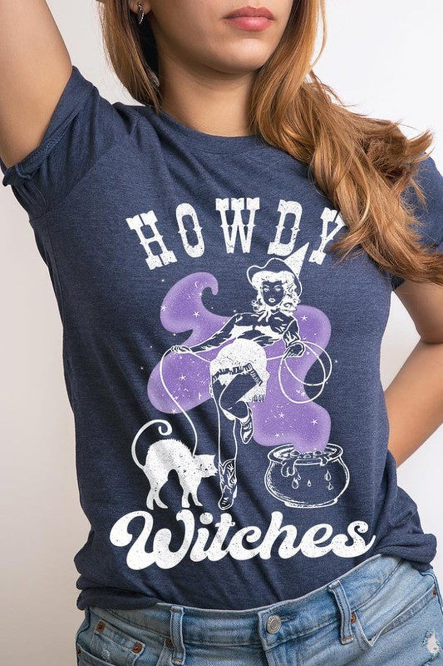 No brand Shirts & Tops HEATHER NAVY / S Howdy Witches Graphic T-Shirt