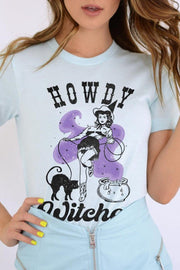 No brand Shirts & Tops ICE BLUE / S Howdy Witches Graphic T-Shirt