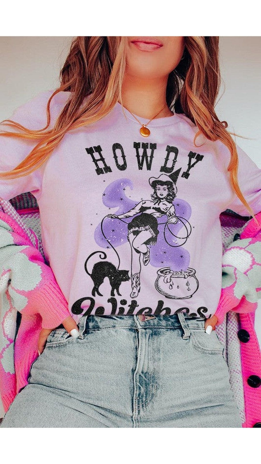 No brand Shirts & Tops LILAC / S Howdy Witches Graphic T-Shirt