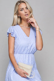 V neck embroidered eyelet dress