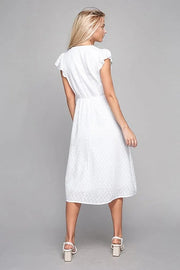 V neck embroidered eyelet dress