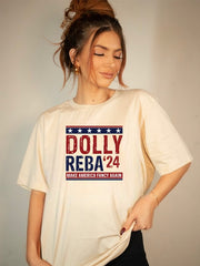 Ocean and 7th Cream / 2X Dolly Reba President 2024 Softstyle Graphic Tee