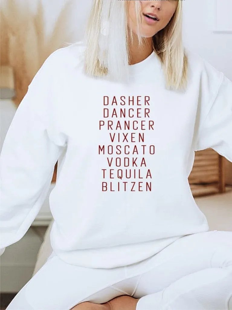 Ocean and 7th Shirts White / L Dasher Dancer Prancer Vixen Boutique Sweatshirt