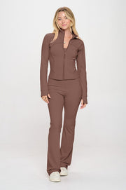 OTOS Active Brown / S 2 Piece Set Matching Flare jumpsuit Active Jacket