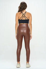 High Waist Vegan Leather Corset Cincher Pants