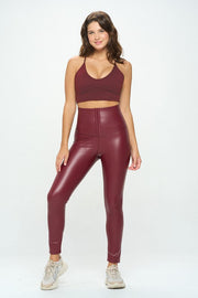 High Waist Vegan Leather Corset Cincher Pants