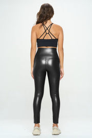 High Waist Vegan Leather Corset Cincher Pants