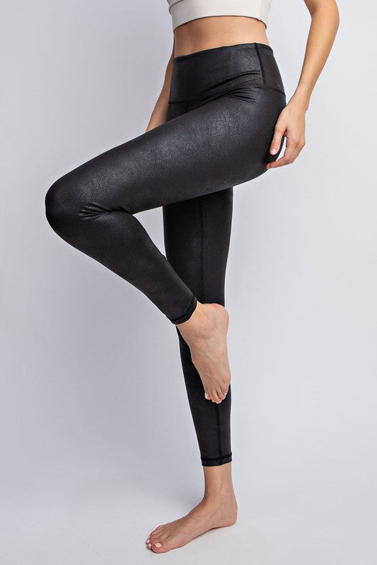 Full Length Vegan Leather Look Leggings