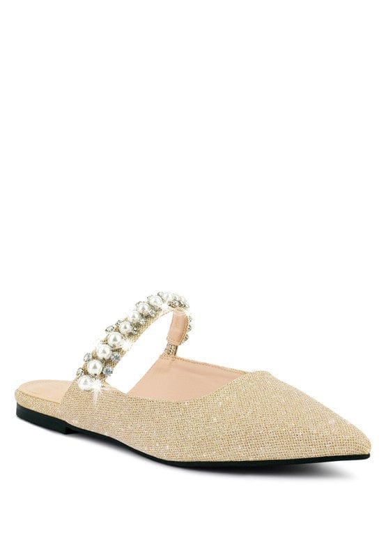 BEIGE / 5 GEODE Mary Jane Cutout Embellished Mules