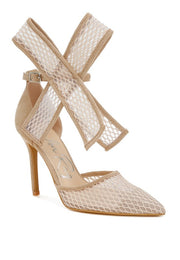 Rag Company Beige / US-5 / UK-3 / EU-36 Regenta Big Bow Detail Stiletto Sandals