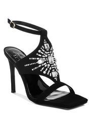 Rag Company Black / US-5 / UK-3 / EU-36 Warda Jeweled Shiny Stiletto Heels