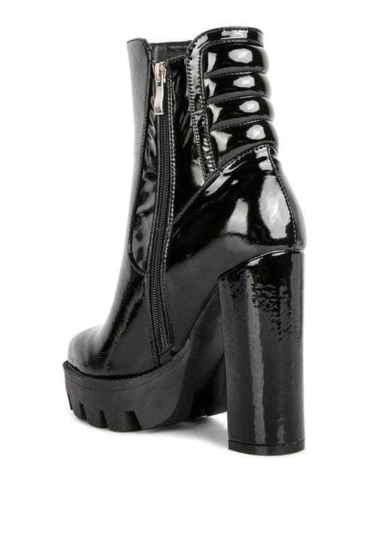 High Key Patent High Heeled Ankle Boot