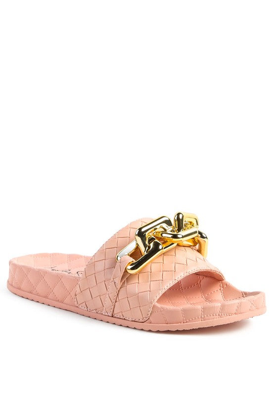 Rag Company Sandals Pink / 5 Miami Bling Chain Strap Flats