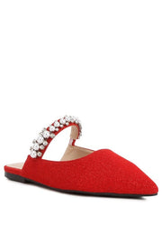 Rag Company Shoes Red / 5 GEODE Mary Jane Cutout Embellished Mules