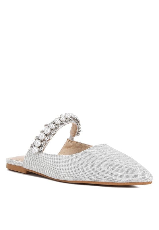 Silver / 5 GEODE Mary Jane Cutout Embellished Mules