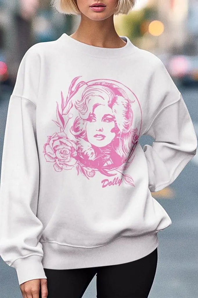 Rebel Stitch Activewear White / S Dolly Graphic Sweatshirt