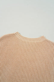 SHEWIN INC. Cable Knit Drop Shoulder Side Slits Loose Sweater