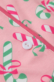 SHEWIN INC. Christmas Candy Cane Print Knotted Pajama Set