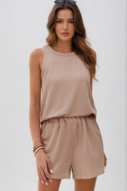 Sleeveless Top and Pocketed Shorts Set