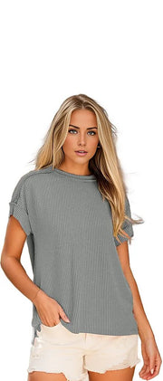 Textured Knit Exposed Stitching T-Shirt