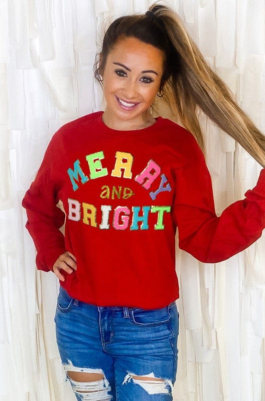 Red / YS Merry and Bright Chenille Sweatshirt
