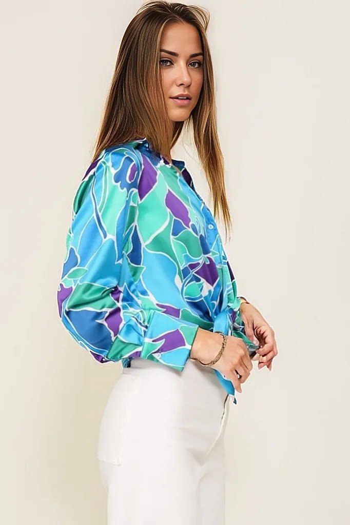 Miss Me Print Satin Blouse