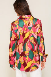 Miss Me Print Satin Blouse