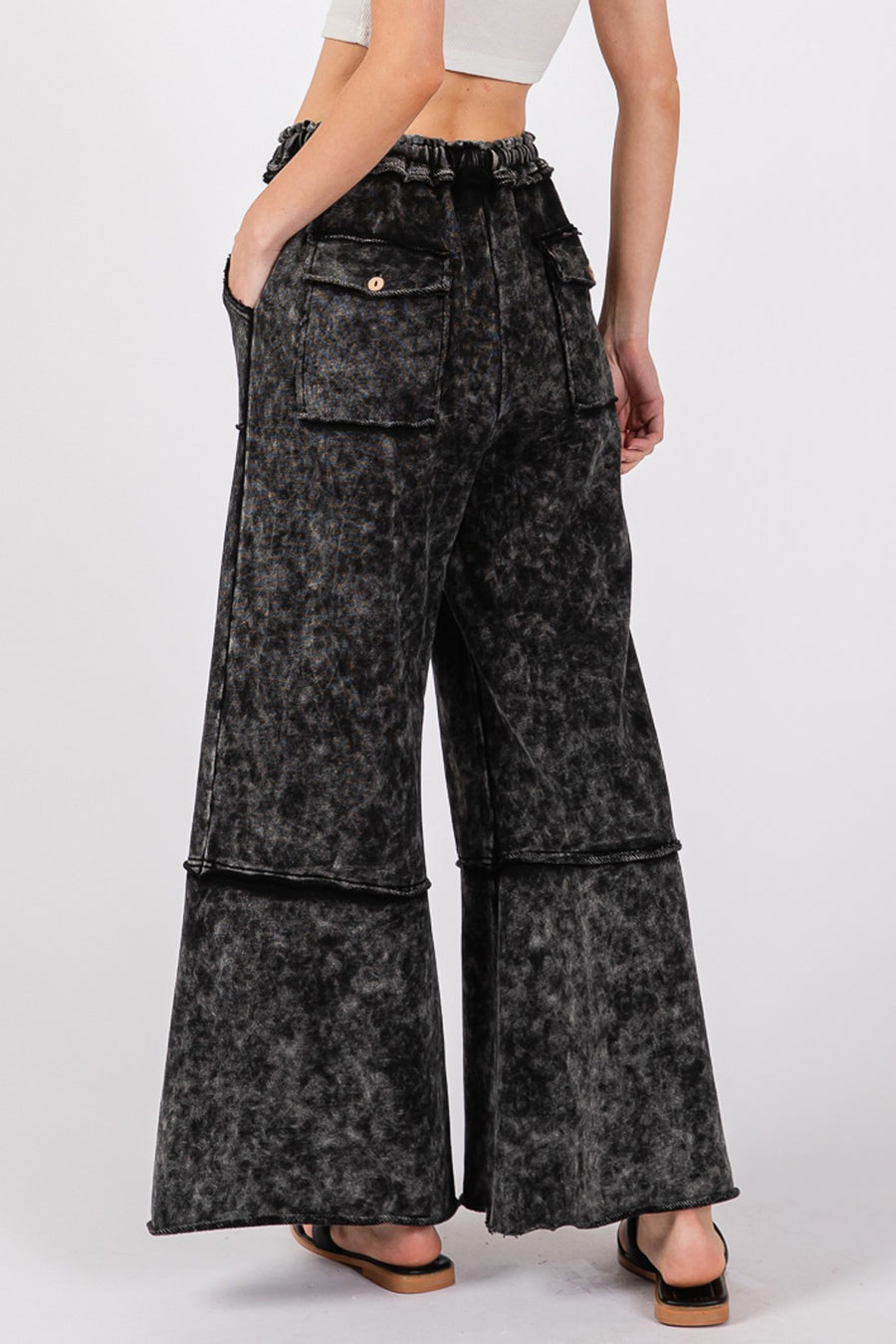 Trendsi Activewear SAGE + FIG Mineral Washed Terry Wide Leg Pants