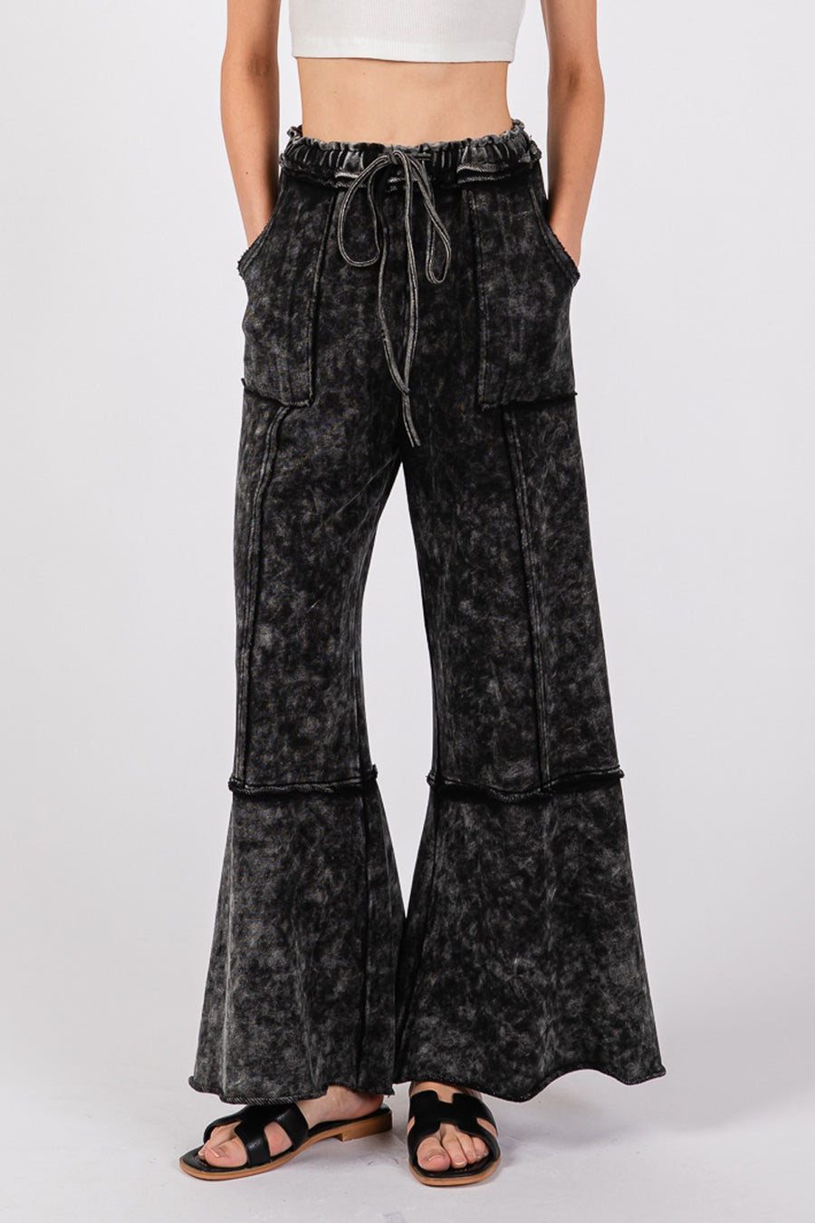 Trendsi Activewear SAGE + FIG Mineral Washed Terry Wide Leg Pants