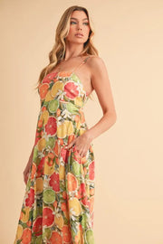 Trendsi Aemi + Co Fruit Print Square Neck Maxi Cami Dress