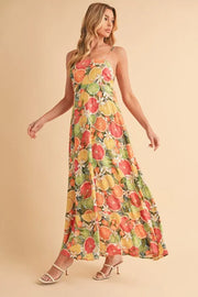 Trendsi Aemi + Co Fruit Print Square Neck Maxi Cami Dress