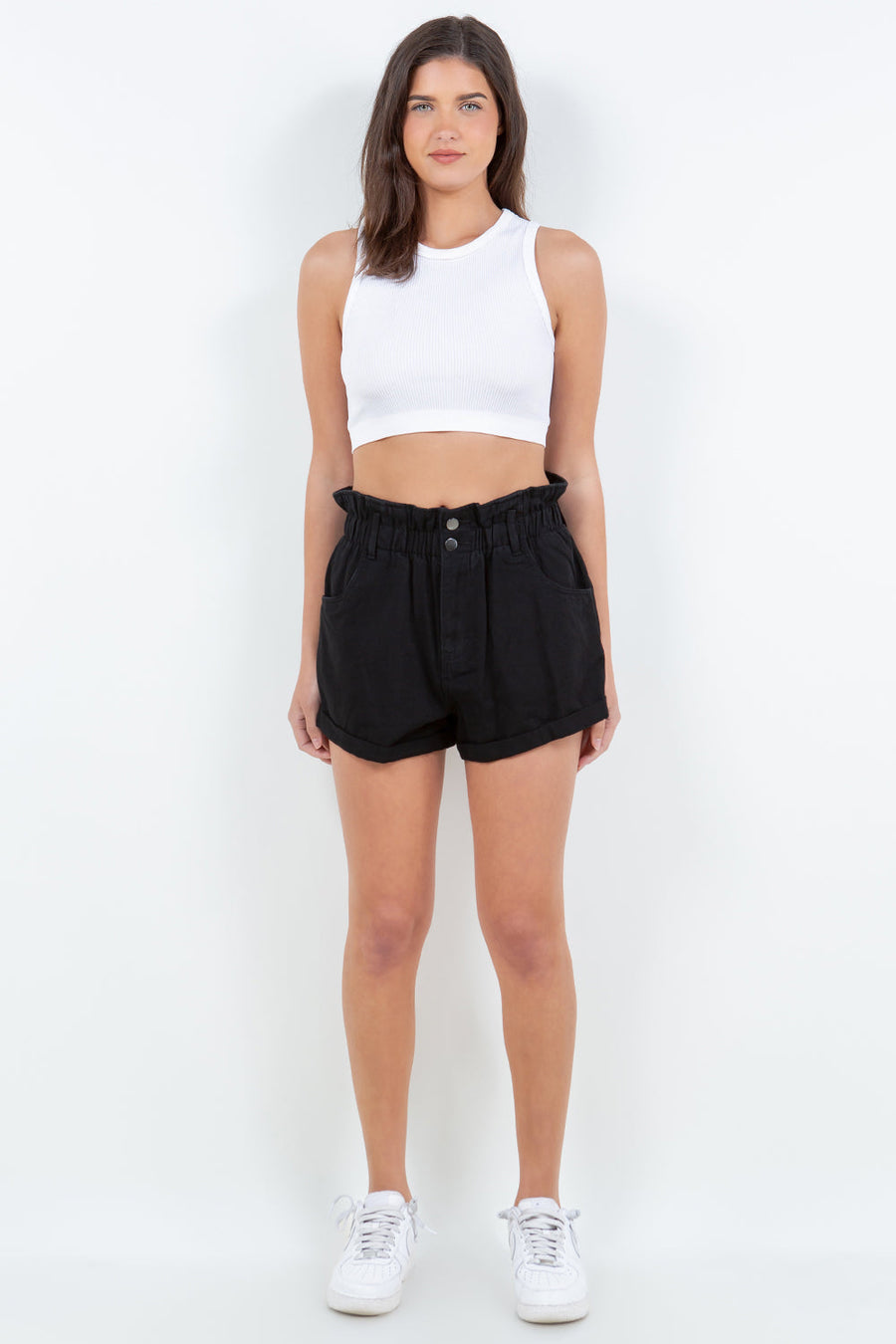 Trendsi Shorts American Bazi High Waist Paper Bag Shorts