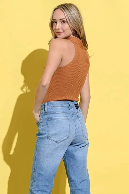 Trendsi And The Why Basic Rib Cross Halter Neck Tank Top