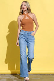 Trendsi And The Why Basic Rib Cross Halter Neck Tank Top