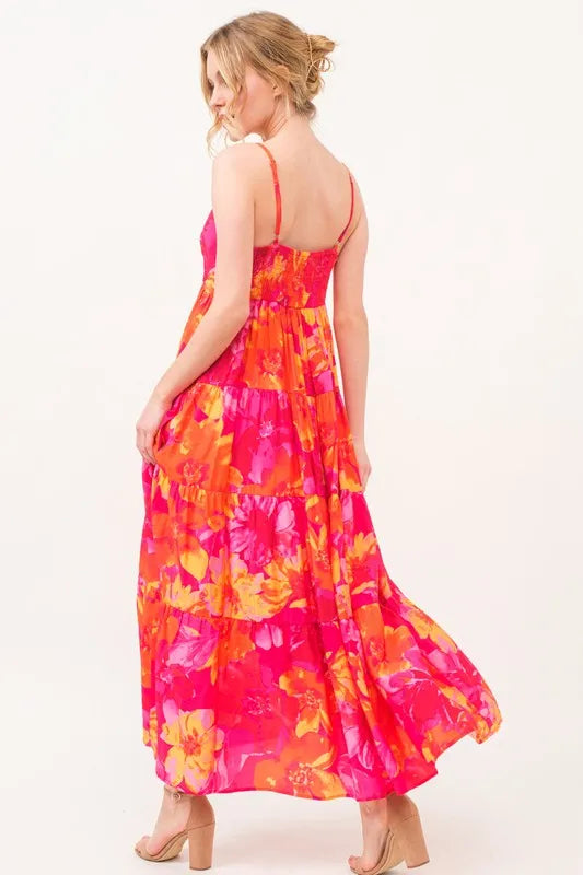 Trendsi And The Why Floral Tiered Maxi Cami Dress with Pockets
