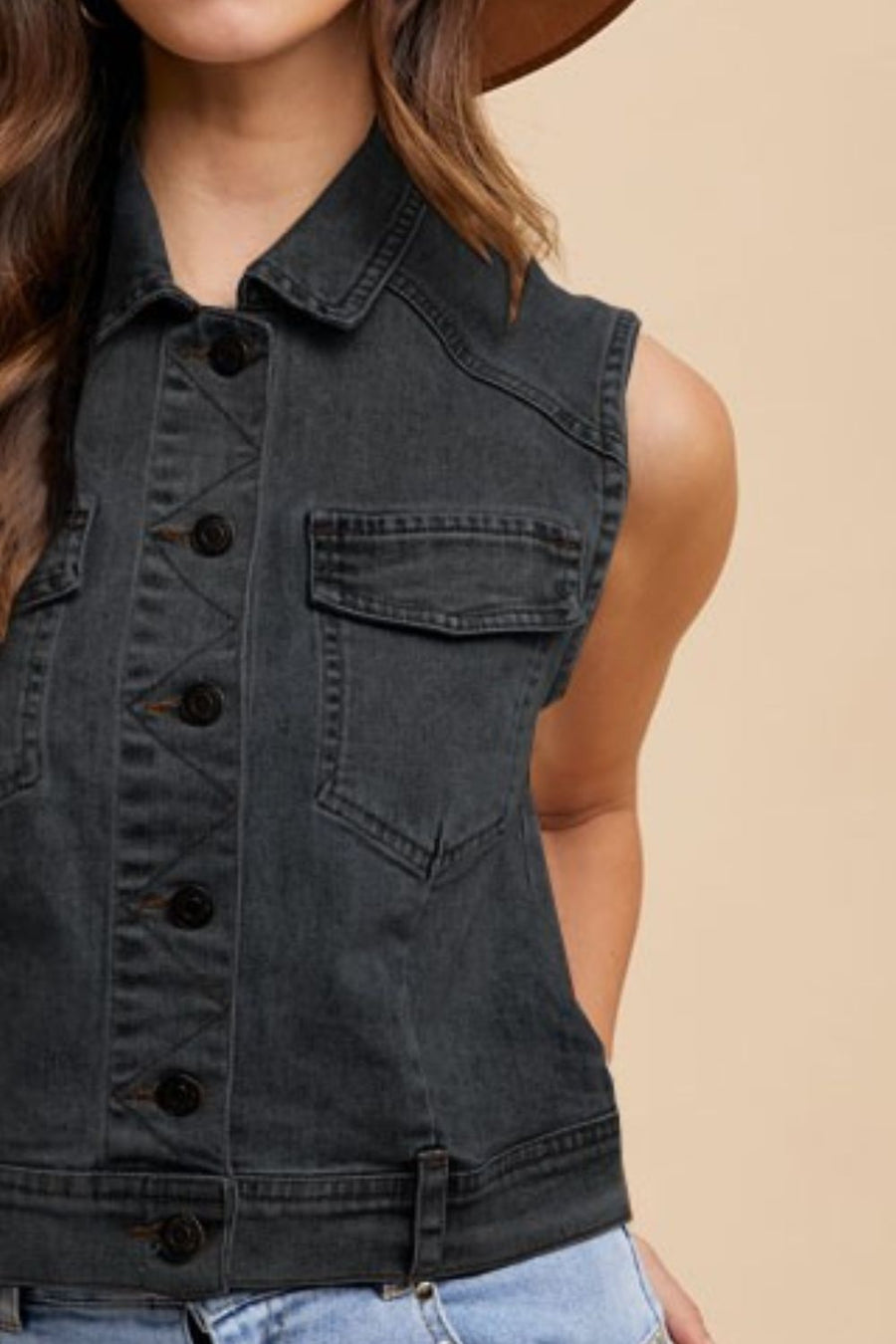 Trendsi Annie Wear Collared Neck Button Down Denim Vest