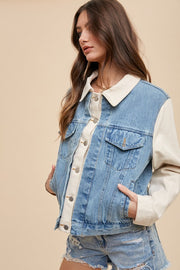 Trendsi Annie Wear Collared Neck Double Placket Denim Jacket