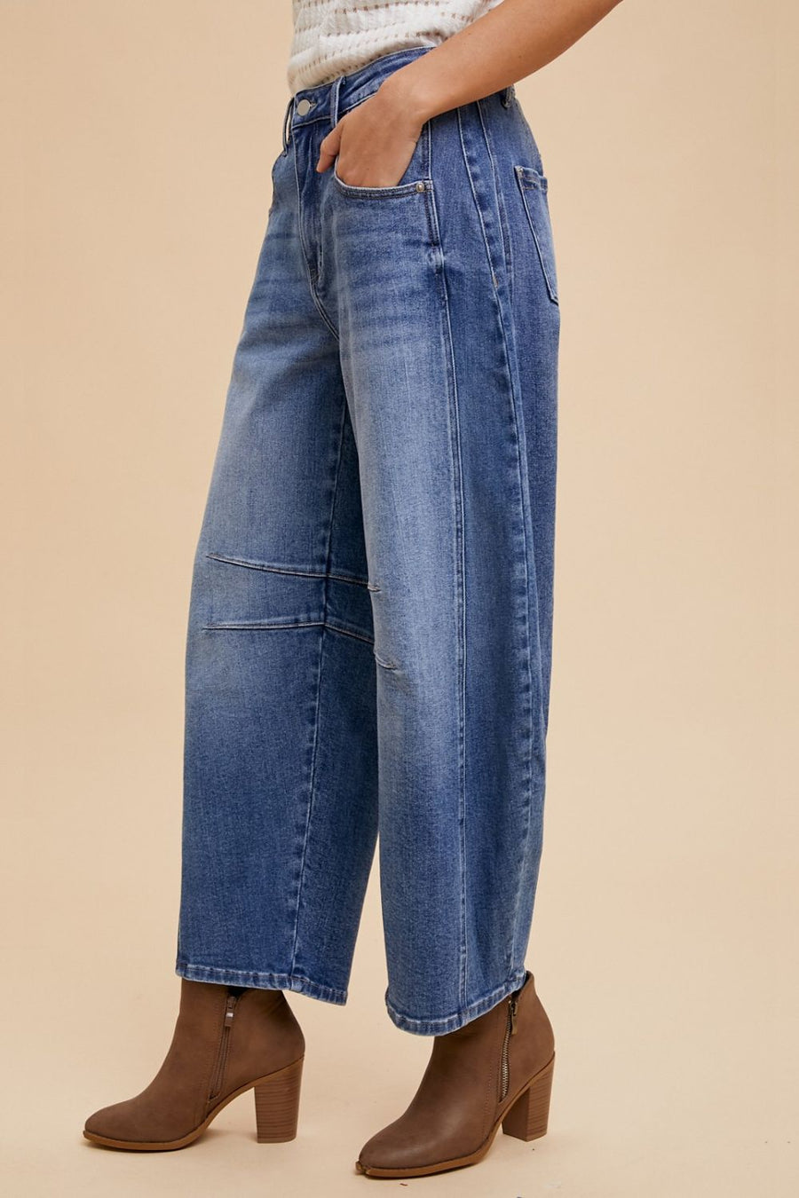 Trendsi Annie Wear Mid Rise Barrel Leg Jeans with Pockets