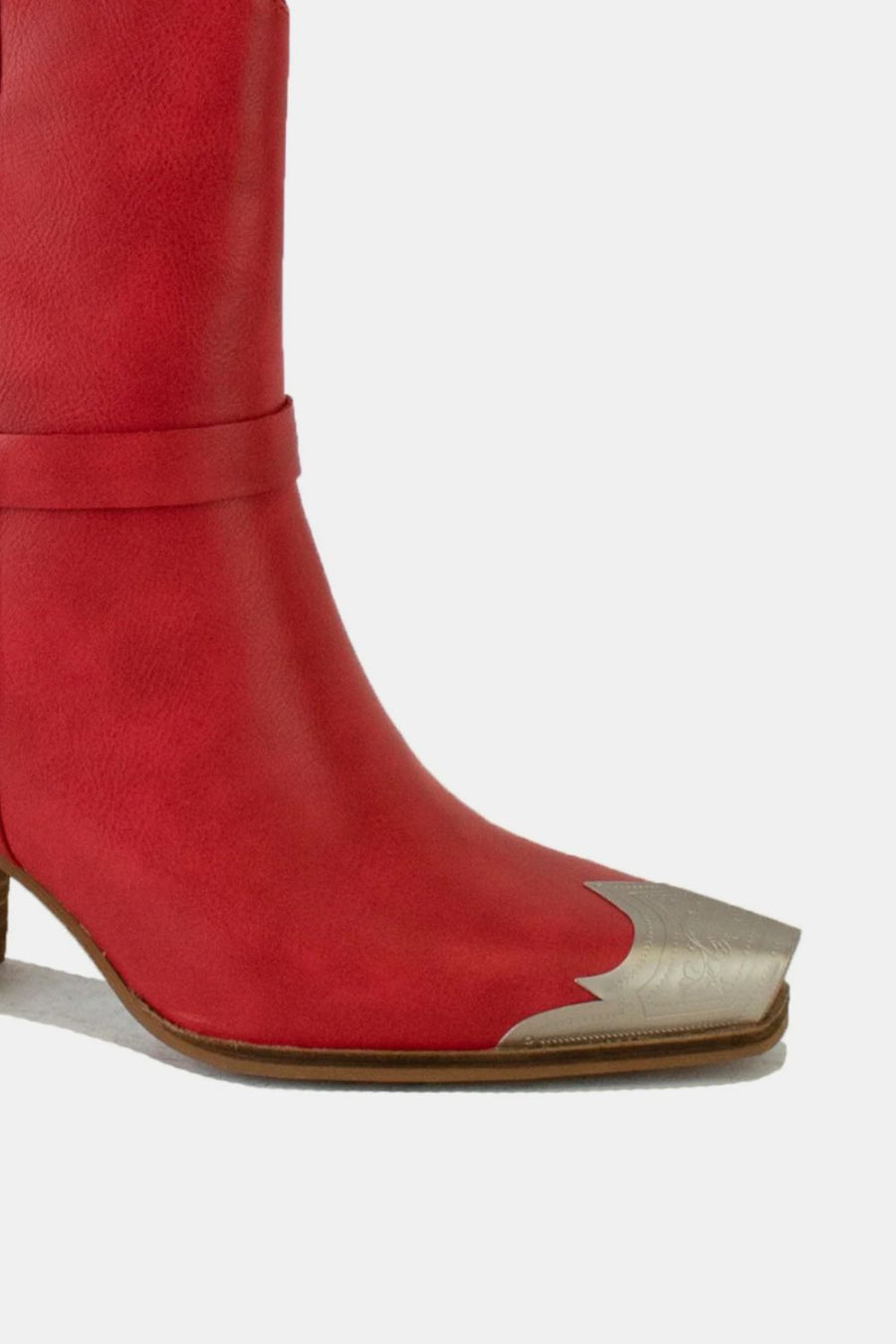 Trendsi Beast Fashion Faux Leather Metal Toe Ankle Boots