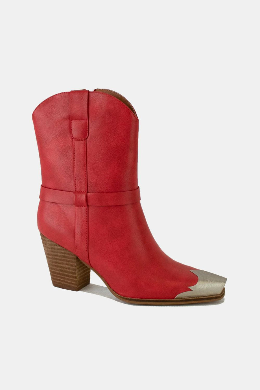 Trendsi Beast Fashion Faux Leather Metal Toe Ankle Boots