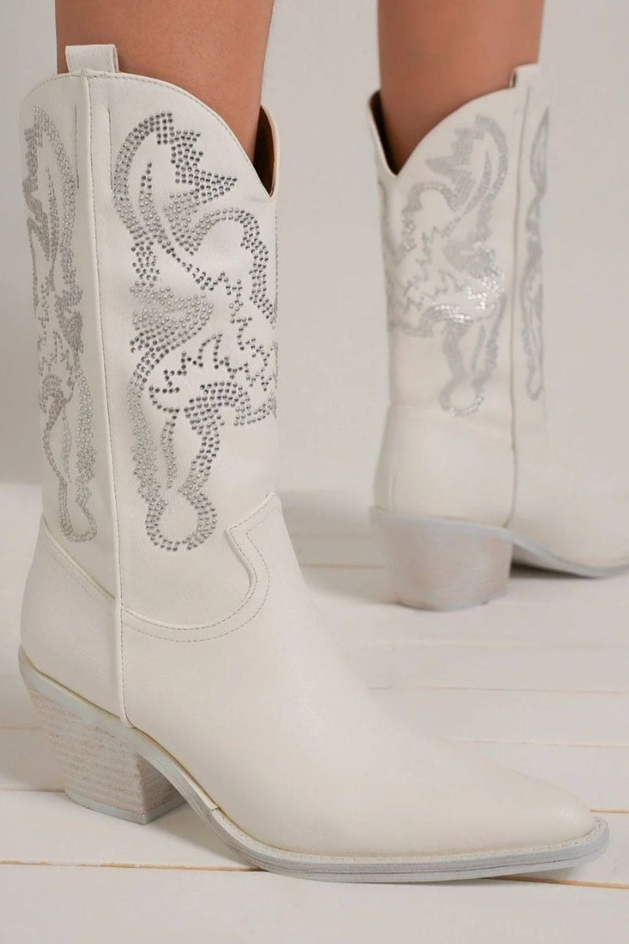 Trendsi Beast Fashion Rhinestone Detail Point Toe Boots