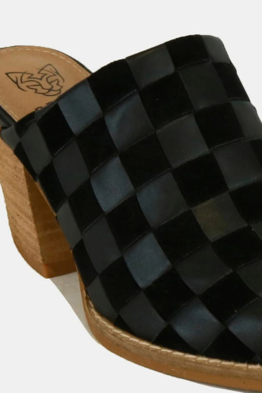 Trendsi Beast Fashion Woven Checkerboard Block Heel Mule Shoes