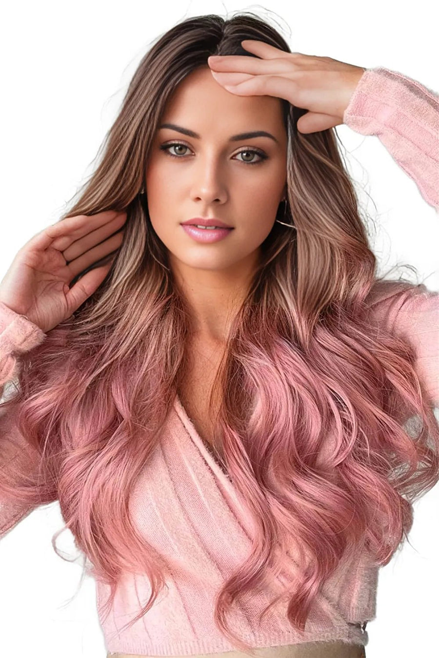 PRE-ORDER Fashion Wave Synthetic Long Wigs in Pink 26''