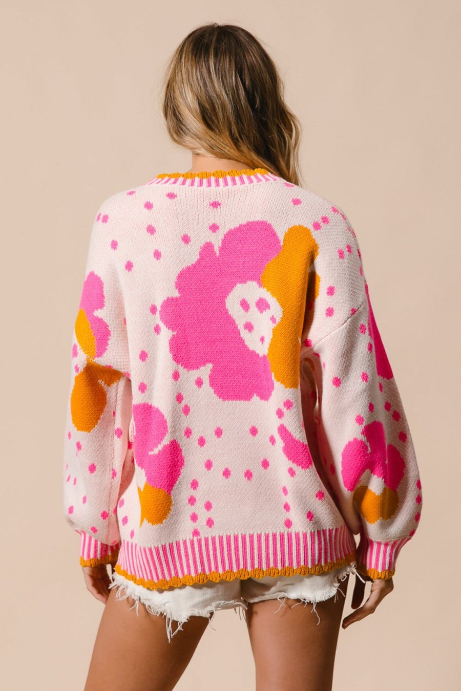 Trendsi BiBi Flower Pattern Contrast Sweater