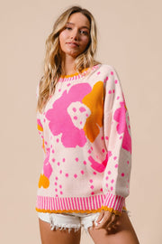 Trendsi BiBi Flower Pattern Contrast Sweater