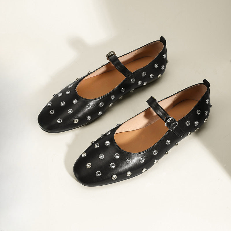 Trendsi Black / 35(US4) Round Toe Flats Slip-Ons