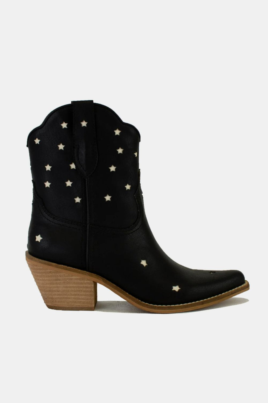 Trendsi Black / 6.5 Beast Fashion Faux Leather Star-Shaped Cutouts Point Toe Boots