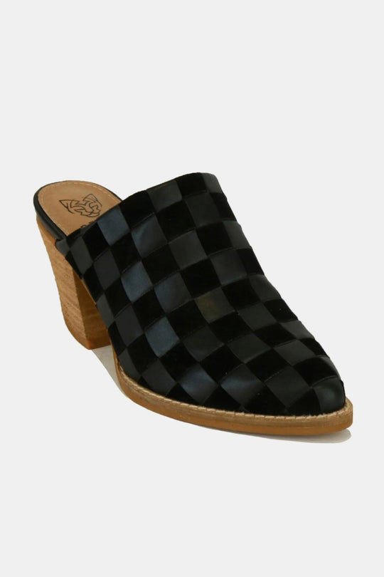 Trendsi Black / 6 Beast Fashion Woven Checkerboard Block Heel Mule Shoes